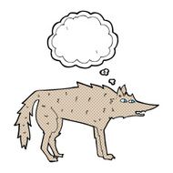 cartoon wolf with thought bubble N20