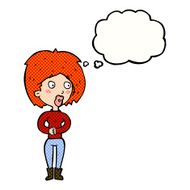 cartoon surprised woman with thought bubble N241