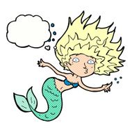 cartoon mermaid with thought bubble N62