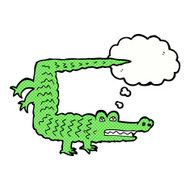 cartoon crocodile with thought bubble N38
