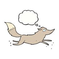 cartoon wolf running with thought bubble N6