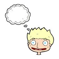 cartoon happy boy with thought bubble N229
