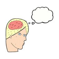 cartoon head with brain symbol thought bubble N40