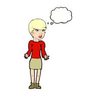 cartoon confused woman with thought bubble N82