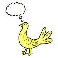 cartoon bird with thought bubble N260