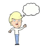 cartoon unhappy boy with thought bubble N57