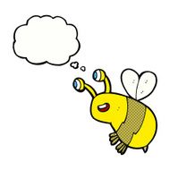 cartoon happy bee with thought bubble N20