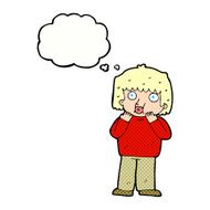 cartoon worried boy with thought bubble N30
