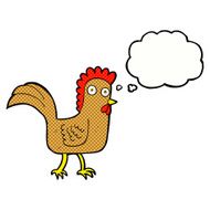 cartoon chicken with thought bubble N19