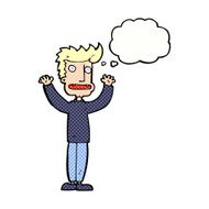 cartoon stressed man with thought bubble N65