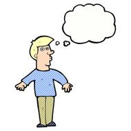 cartoon surprised man with thought bubble N133