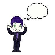 cartoon vampire boy with thought bubble N10