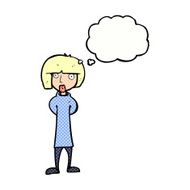 cartoon curious woman with thought bubble N51