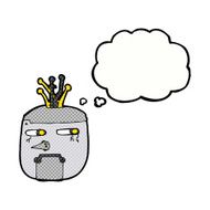 cartoon robot head with thought bubble N58