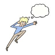 cartoon jumping man with thought bubble N6