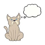 cartoon grumpy little dog with thought bubble N9