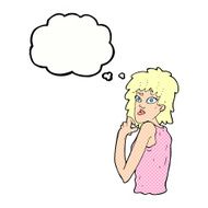 cartoon surprised woman with thought bubble N242