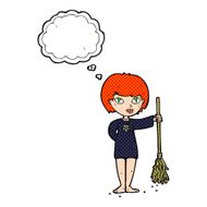 cartoon pretty witch girl with thought bubble N9