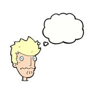 cartoon nervous man with thought bubble N135