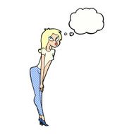 cartoon attractive girl with thought bubble N17