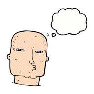 cartoon bald tough guy with thought bubble N20
