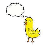 cartoon happy bird with thought bubble N34