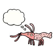 cartoon shrimp with thought bubble N34