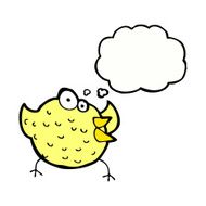 cartoon happy bird with thought bubble N35