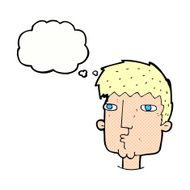 cartoon curious man with thought bubble N65