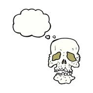 cartoon skull with thought bubble N30