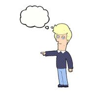 cartoon pointing man with thought bubble N82