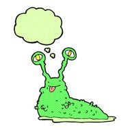 cartoon gross slug with thought bubble N14