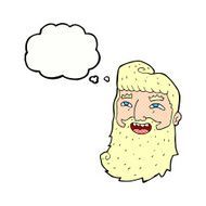 cartoon laughing bearded man with thought bubble N9