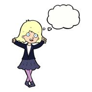 cartoon happy girl with thought bubble N89