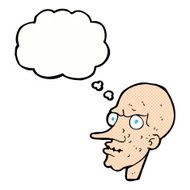 cartoon evil old man with thought bubble N19
