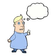 cartoon nervous man with tickets thought bubble N9