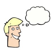cartoon grinning man with thought bubble N86
