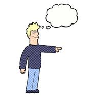 cartoon happy pointing man with thought bubble N19