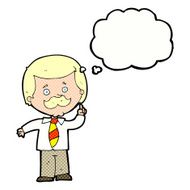 cartoon newsreader man with idea thought bubble N9
