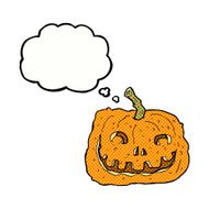 cartoon pumpkin with thought bubble N19