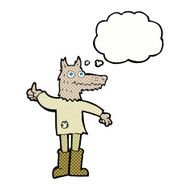 cartoon wolf man with thought bubble N47