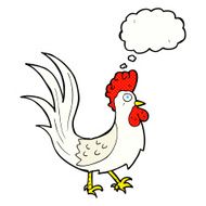 cartoon cockerel with thought bubble N27