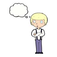 cartoon staring boy with thought bubble N23