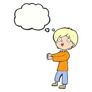 cartoon shocked boy with thought bubble N29