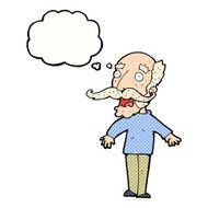cartoon old man gasping in surprise with thought bubble N8