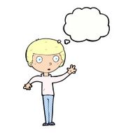 cartoon staring boy with thought bubble N24