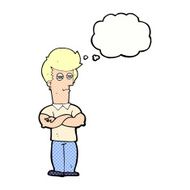 cartoon man with folded arms thought bubble N28