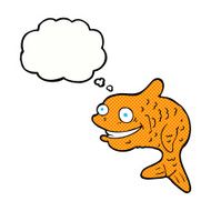 cartoon happy fish with thought bubble N22