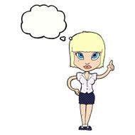 cartoon pretty girl with idea thought bubble N28
