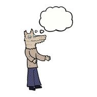 cartoon wolf man with thought bubble N48